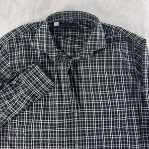 Ralph Lauren Black Label Dress Shirt Mens Size Large Black White‎ Plaid Cotton